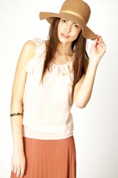 Charlotte ruffle neck chiffon sleeveless blouse