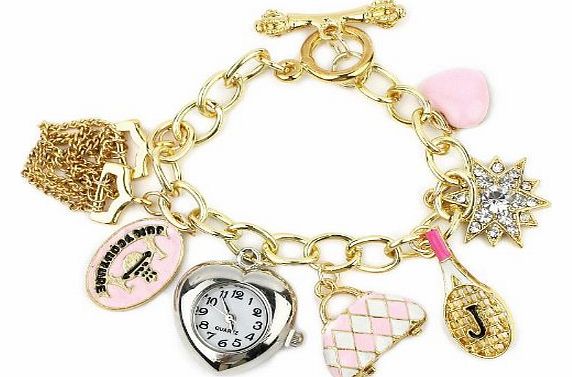 Charm Bracelet in 18K Gold Plated with Watch