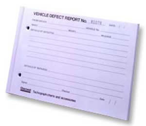 Chartwell Tachograph Vehicle Defect Report Pad