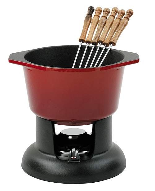 Chasseur Fondue Set With Forks Red