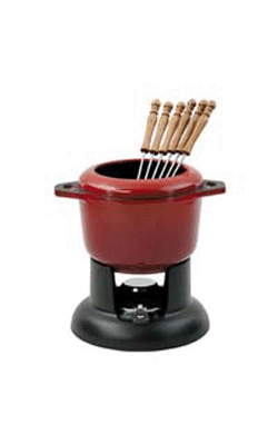 chasseur Fondue set with removable rim  with 6