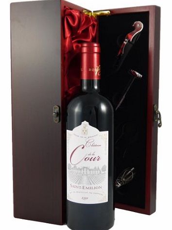 2011 Chateau de la Cour Saint St Emilion Vintage Wine presented in a silk lined wooden box with four wine accessories Christmas Present, Corporate gift, valentines gifts for him her