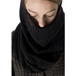 Black Knitted Tube Scarf/ Snood