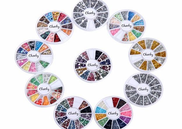 Cheeky Nail Decorations Set of 10 Nail Decoration Wheels of Premium Manicure Nail Art