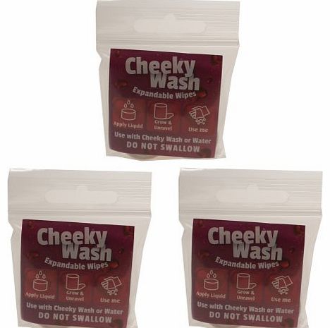 Cheeky Wash Expandable Wipes - 3 x Pack of 4 (12 Wipes)