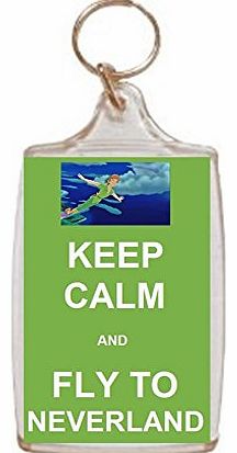 cheekymonkeydesigns Keep Calm and fly to Neverland Great Quality Souvenir Keyring