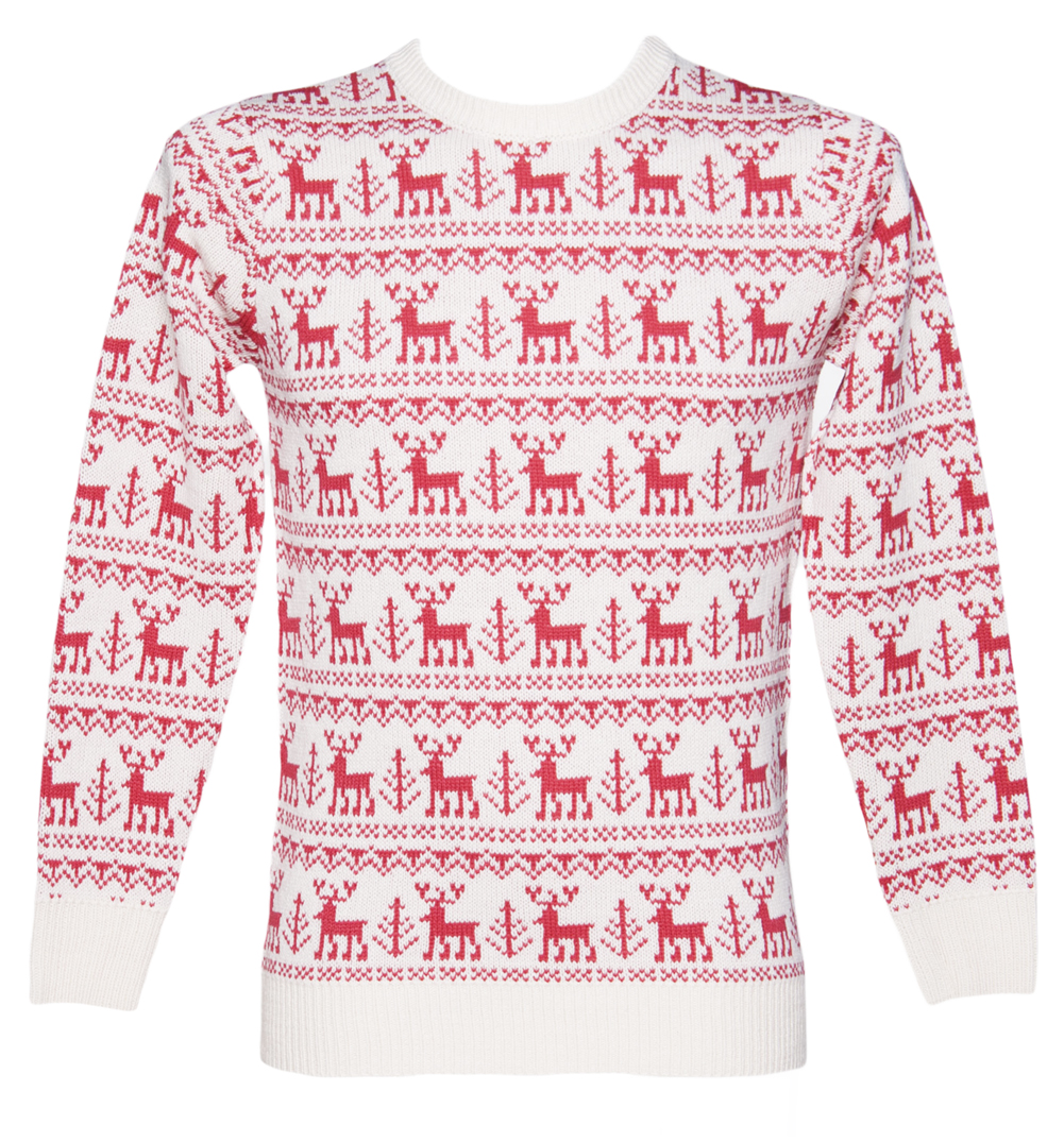 Cheesy Christmas Jumpers Unisex Red Reindeer Repeat Knitted Christmas