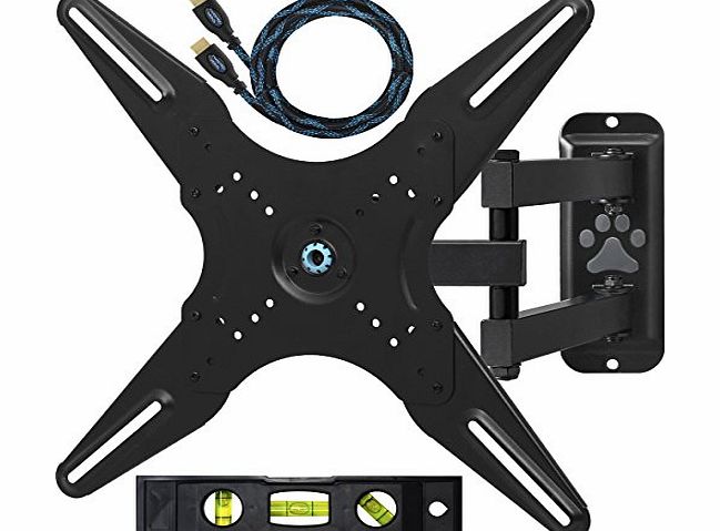 Cheetah Mounts ALAMLB Articulating Arm (20`` Extension) TV Wall Mount Bracket for 23-49`` (60-124 cm) LCD, LED and Plasma Flat Screen TVs up to VESA 400x400 and 66 lbs (29.9 kg), with Full Ballhead Tilt