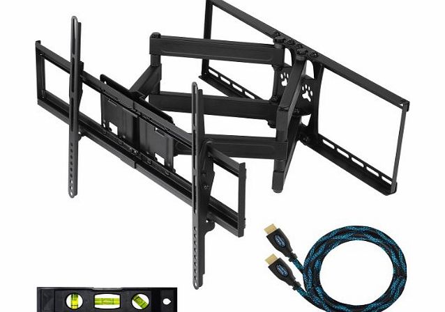APDAM2B Articulating TV Wall Mount Bracket for 32-65 inch (80-165cm) Displays with Dual Arm Full Motion Tilt and Swivel Movement for LCD, LED, Plasma, Flat Screen Monitors Up to VESA 68