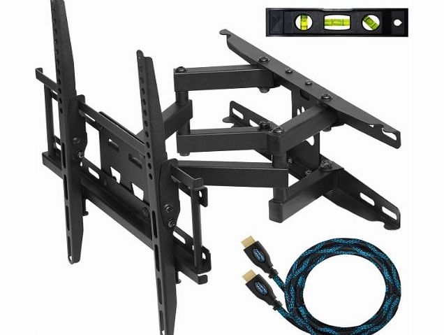 APDAM3B Dual Articulating Arm (14`` Extension) TV Wall Mount Bracket for 20-55 inch LCD, LED and Plasma Flat Screen TVs up to VESA 400x400 and 115lbs, with Tilt, Swivel, and Rotation Adj