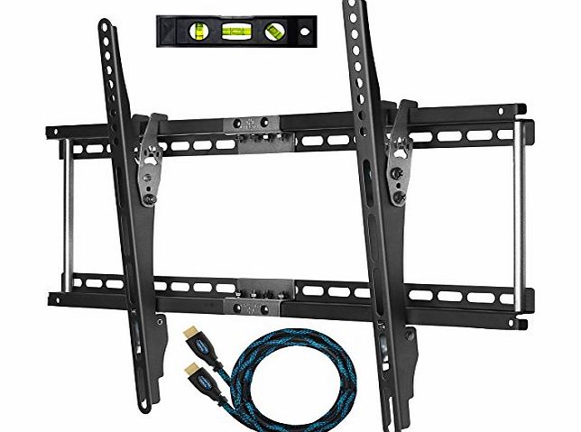 Cheetah Mounts APTMM2B Flush Tilt (1.3`` Profile) TV Wall Mount Bracket for 32-65 inch (80-165 cm) LED, LCD and Plasma Flat Screen TVs Up To VESA 684x400 and 165lbs(75kg), Including a Twisted Veins 10