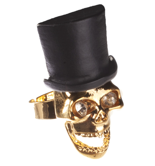Rock N Roll Skull And Top Hat Ring from Chelsea