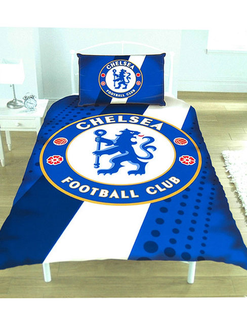 Chelsea FC Stripe Crest Single Duvet Cover &