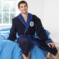 chelsea Fleece Dressing Gown - Blue.