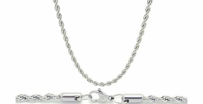 Chelsea Jewelry Basic Collections 20`` 18K White Gold French Rope Chain. Nickel Free amp; Resistance against Wear amp; Tear