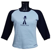 Chelsea Ladies 3/4 Sleeve Baseball T-Shirt - Sky Blue/Navy.