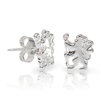 Lion Stud Earrings - Sterling Silver.