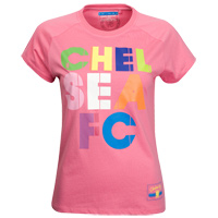 Chelsea Rainbow Script T-Shirt - Pink - Womens.