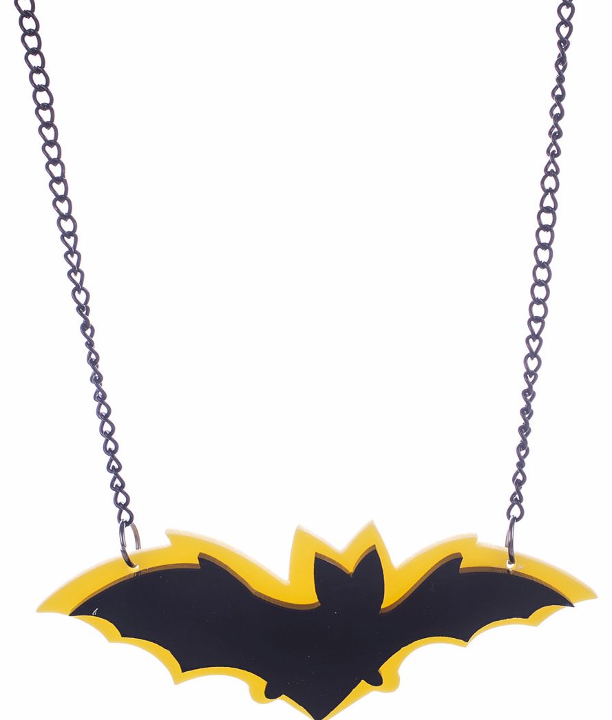 Cherry Loco Layered Acrylic Black And Yellow Bat Necklace