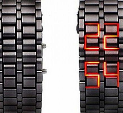 Cherrys Store LED Digital Date Day Lava Faceless Samurai Iron Bracelet Bangle Watch - Black - UK Dispatch - Cherrys Store