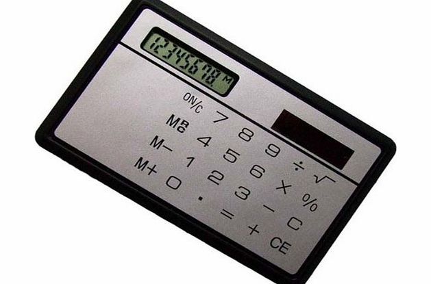 Cherrys Store Solar Powered Mini Credit Card Pocket Calculator - Silver - UK Dispatch - Cherrys Store