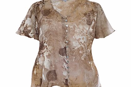 Chesca Asymmetric Ruched Blouse, Gold