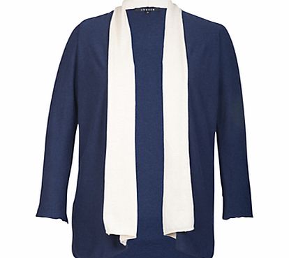 Chesca Border Cardigan, Navy/Ivory