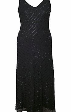 Chesca Diagonal Stripe Dress, Black