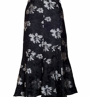 Chesca Floral Printed Skirt, Black/Silver