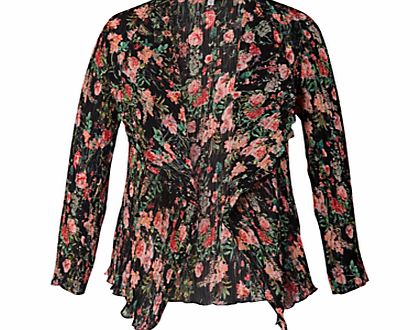 Chesca Garden Print Shrug, Black/Multi