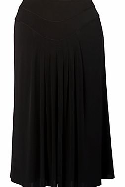 Piping Trim Tuck Detail Jersey Skirt, Black