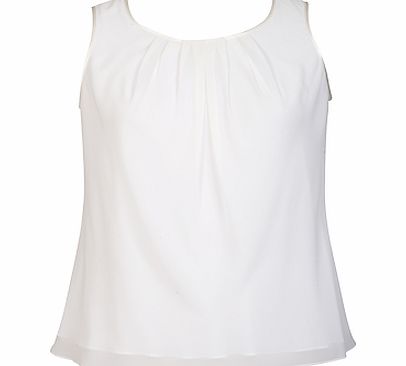 Chesca Satin Trim Tuck Detail Camisole, Ivory