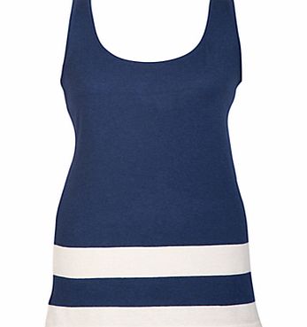 Chesca Striped Hem Top, Navy/Ivory