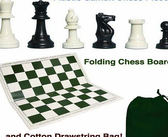 chessandbridge Plastic Gambit Chess Set, Folding Board and Plastic Box