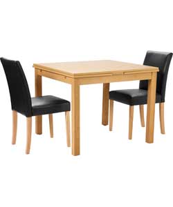 Extendable Oak Dining Table and 2 Black