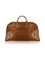 Chiarugi Handmade Brown Genuine Italian Leather Duffle Travel Bag