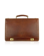 Chiarugi Handmade Brown Genuine Italian Leather Multi-pocket Briefcase