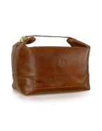 Chiarugi Handmade Brown Genuine Italian Leather Toiletry Travel Case