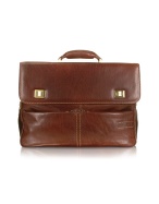 Chiarugi Men` Handmade Brown Leather Multi-Compartment Briefcase