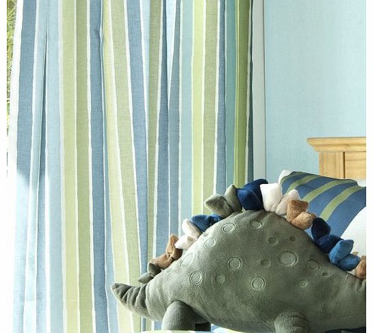 Chic at Home Kids Dinosaur Striped Curtains 66`` X 72``