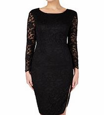 Black lace draped back dress