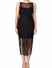 CHIC DRESSES Black lace overlay maxi dress
