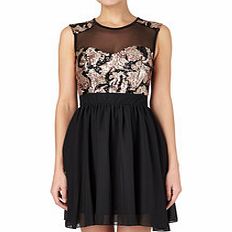 Black sequin bodice skater dress