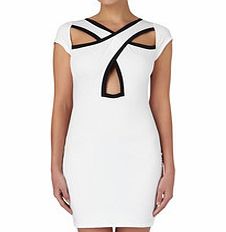 CHIC DRESSES White cross-over cut-out front dress