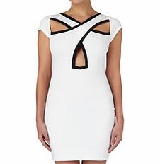 White cross-over cut-out front dress