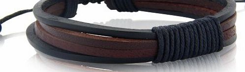 Gift Ideas-Mens/Ladies Leather Bracelet, Brown/Black Mens Fashion Bracelet, includes a gift bag.