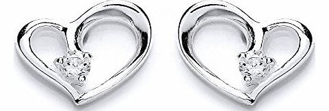 Chic Silver Cubic Zirconia Open Heart Stud Earrings
