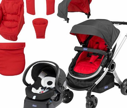 Chicco Urban Pushchair Travel System Bundle in Red Wave