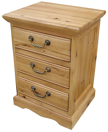Oak 3 Drawer Bedside Cabinet