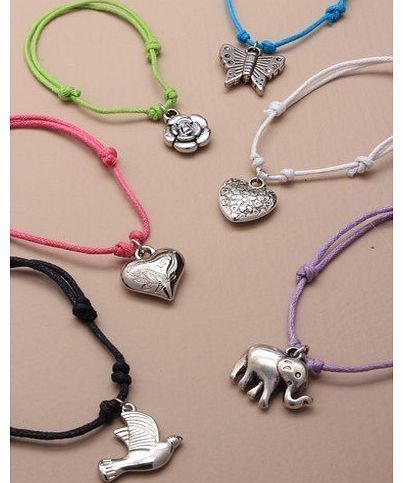 Chichi Gifts 2992 Double Row corded bracelet with silver charm gift